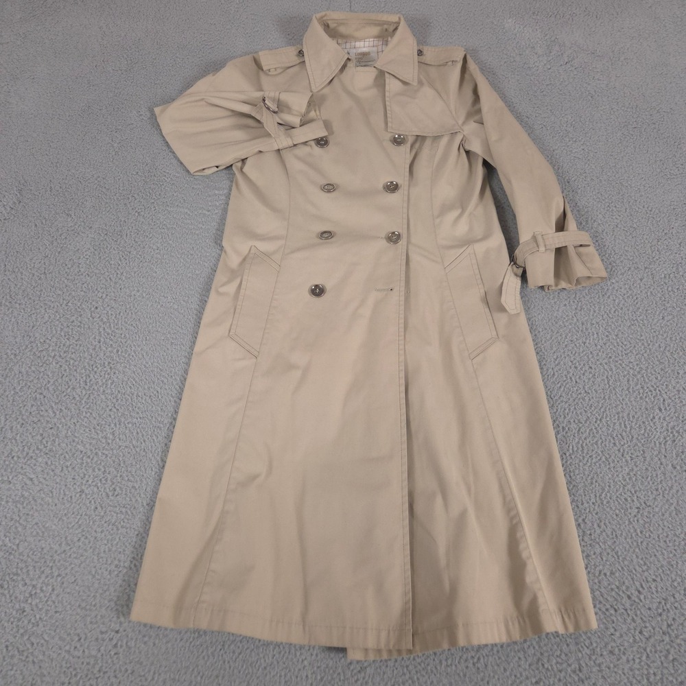 VINTAGE London Fog Coat Women 12 Tan Trench Maincoats Cotton Blend Classic 70s